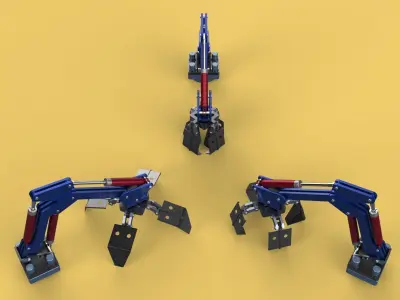 ARM THUMB GRAB BUCKET LOADER LIFTING CRANE GRABBER GRAPPLE JAW 3D model