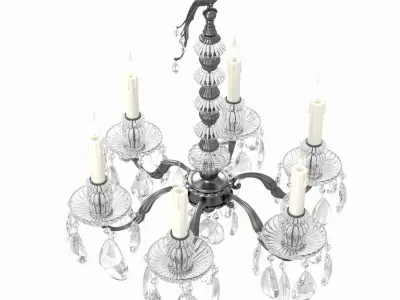 Maison Bagues Bronze Crystal and Rock Crystal Six-Light Chandeli 3D model