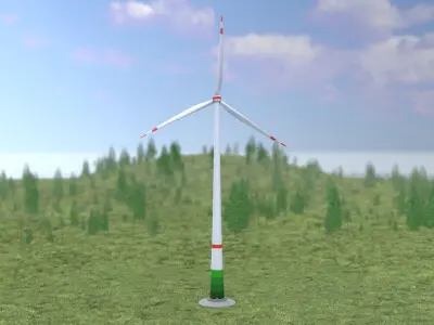 Wind turbine E1 H-160 RD 138m Animation and Foundation Low-poly 3D model