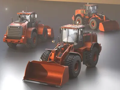 Wheel Loader Copper Brown Low-poly 3D model