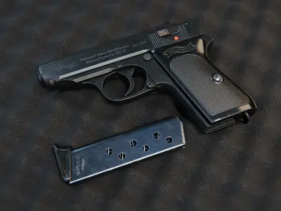 Walther PPK Pistol Low-poly 3D model
