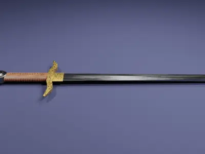 knight sword 3D model Low-poly 3D model