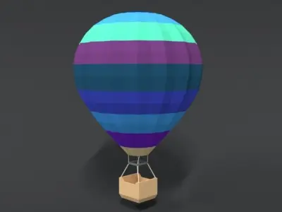 Low Poly Cartoon Hot Air Balloon Low-poly 3D model purchase