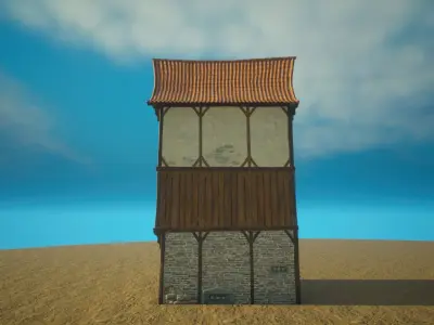 Medieval old House4-interior and exterior design Low-poly 3D model