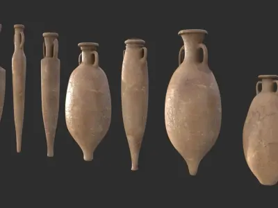 Amphora - Damaged Old Terracotta Low-poly 3D model