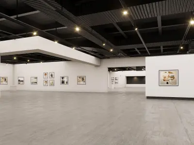 low poly gallery hall 02 Low-poly 3D model