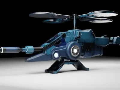 Sci-fi Fighter Helicopter 3D model