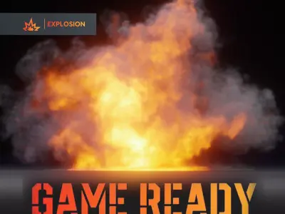 3D Game Ready Explosion exploding fireball Low-poly 3D model