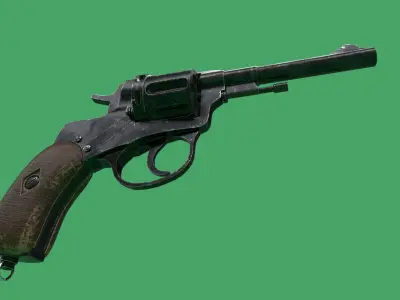 Nagant Revolver Gun Low-poly 3D model
