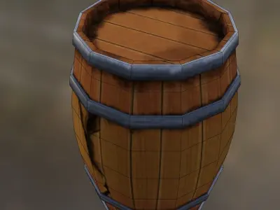 wooden barrel   Low-poly 3D model