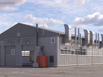 Industrial Workshop Building Simplified 3D model