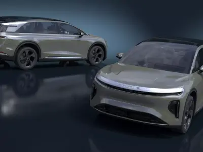 Lucid Gravity Olive Colored Electric SUV with Lights Off 3D model