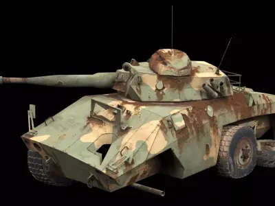 damaged EE-9 Cascavel tank Free low-poly 3D model