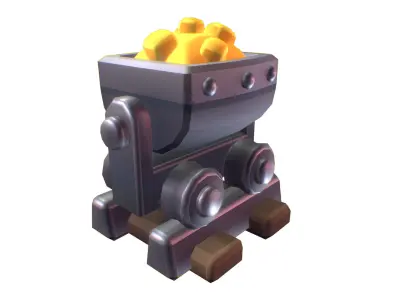 Cube World Mine Rail System  - Proto Series Low-poly 3D model
