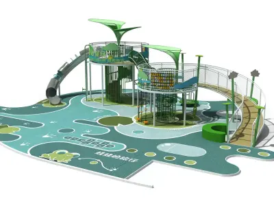 Kids outdoor commercial play structure 3D model 3D model 13