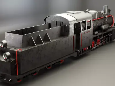 Narrow-gauge Black Steam Locomotive 3D model