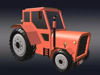 Low Poly Tractor  Low-poly 3D model