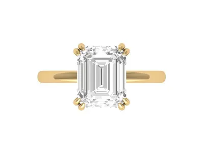 Emerald Solitaire Ring 3D print model 16