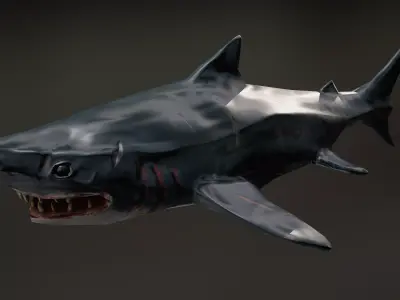 Stylized Low Poly Shark Game Ready Model Low-poly 3D model