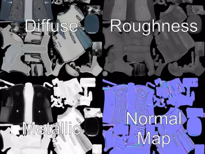 Classic Steel Revolver model pack Low-poly 3D model