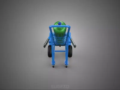 OXYGEN GAS WHEELED TANK STAND HOSPITAL HAND TRUCK TROLLEY CART 4 3D model