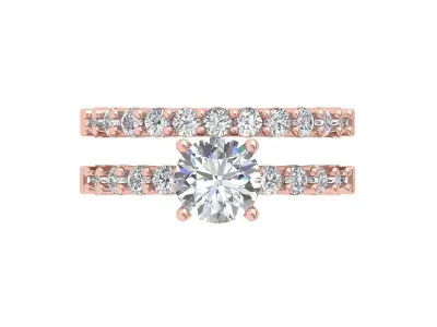 Solitair Ring Bridal Set 3D print model 57