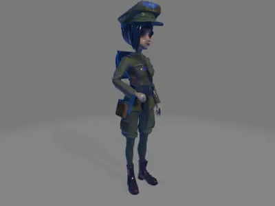 Female Army 3D Model Low-poly 3D model