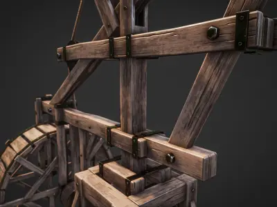 Crane  Medieval Type 1 Low Poly Low-poly 3D model