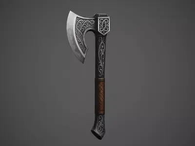 Steel Axe - Game Ready Weapon Low-poly 3D model