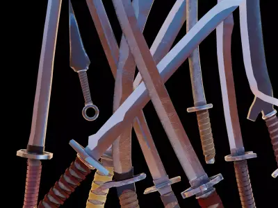 Asian Medieval Sword Pack Low-poly 3D model