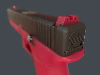 Pink Glock 17 with magazine Low-poly 3D model