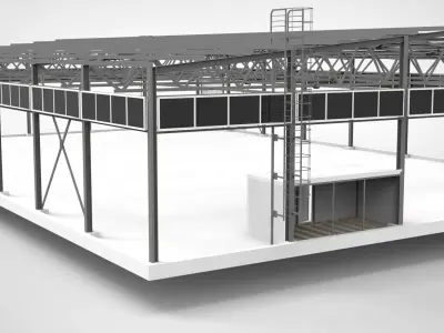 Industrial Metal Hangar 3D model Textured