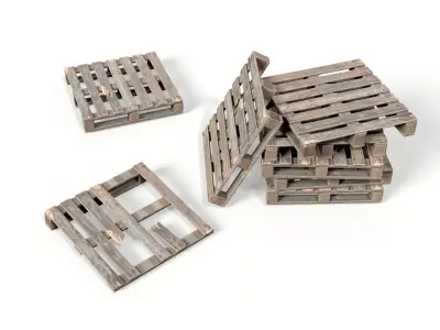 Wood Pallet Low-poly 3D model 2