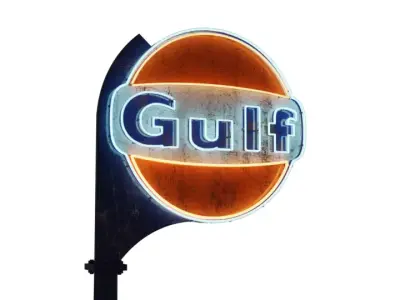  VINTAGE GULF GASOLINE SERVICE POST 3D model
