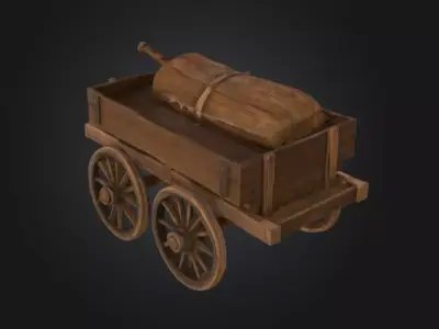 Antique Wooden Cart Low-poly 3D model