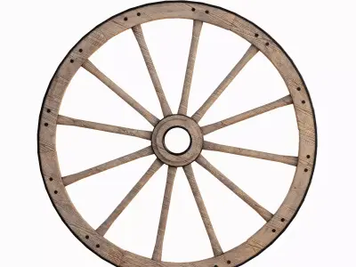 Vintage Wood Wheel 03 Low-poly 3D model