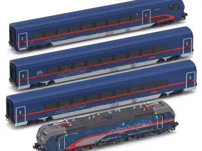 Passenger Train OBB Nightjet Collection 2 3D model