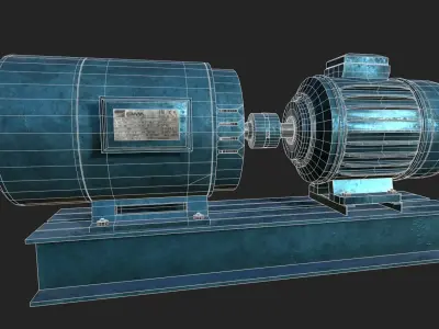 Generator Set electric motor Low-poly 3D model