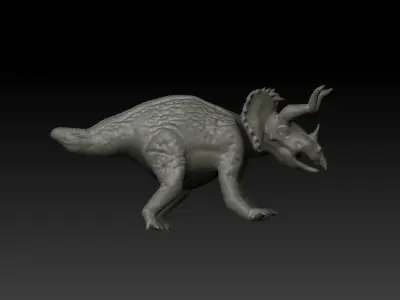 triceratops toy dinosaur in field Low-poly 3D model