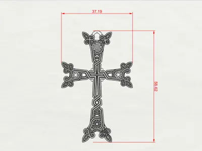 Ornamental Cross Pendant  3D print model