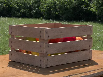 Wooden Fruit Crate 01 Low-poly 3D model