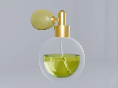 Elegant Perfume Bottle 3D Model  Glass  Gold Atomizer 3D model