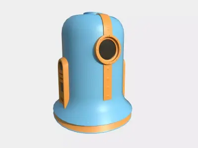 Old Diving Helmet C09 Blue Cartoon - Character Design Fashion Low-poly 3D model
