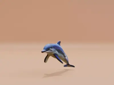 Dolphin white and smooth skin Fish Low-poly 3D model