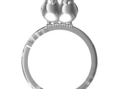 Antique Parrot Couple Ring 3D print model