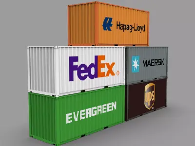Shipping Container Pack Industrial Cargo Containers Low-poly 3D model purchase