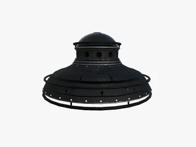 Alien Spaceship UFO F10 Full Black - Sci Fi Spacecraft Design Low-poly 3D model