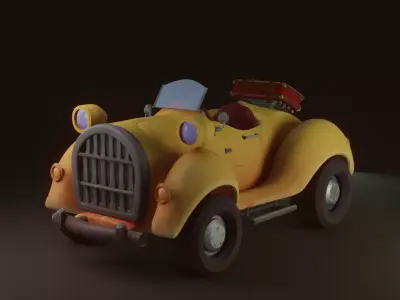 Charming vintage Cartoony car  Free low-poly 3D model