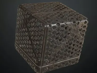 Industrial Weathered Hexagonal Metal Grill PBR Seamless Texture
