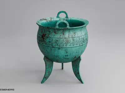 Chinese Ritual Tripod Ding Low-poly 3D model